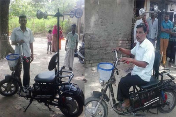 বাতাসের সাহায্যে চলা সাইকেল আবিষ্কার করলেন চাঁপাইনবাবগঞ্জের মোশারফ