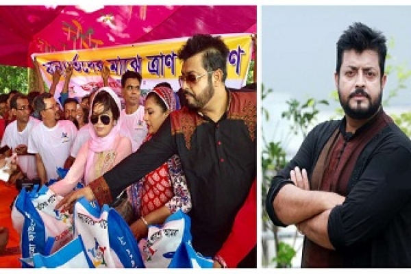 বন্যার্ত মানুষের মাঝে ত্রাণ সামগ্রী বিতরণ করলেন ওমর সানি