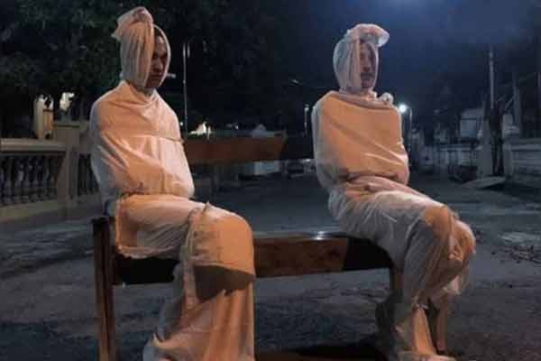 লকডাউনে সবাইকে ঘরে রাখতে এবার রাস্তায় 'ভূতে'র নজরদারি!