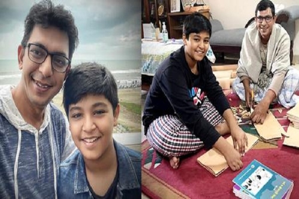 ছেলের বইয়ের ওপর আলাদা মলাট লাগিয়ে শৈশবে ফিরলেন চঞ্চল চৌধুরী