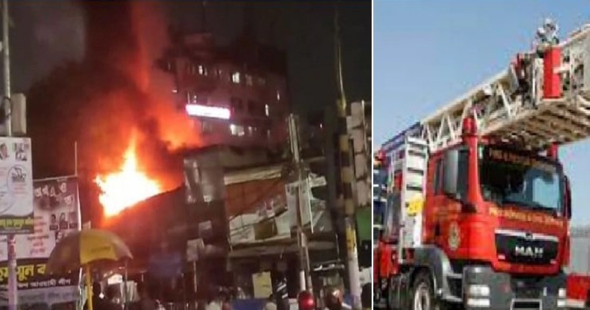 নীলক্ষেতে আগুনে আটকা অনেক লোক, যেভাবে উদ্ধারের চেষ্টা