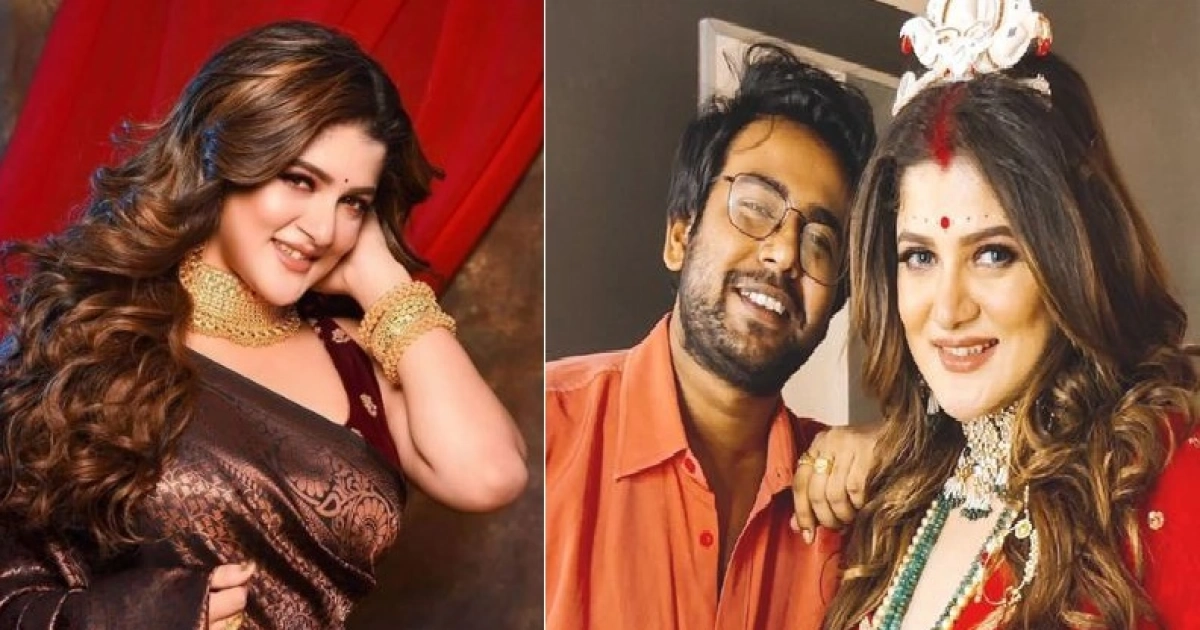  অভিনেত্রী শ্রাবন্তী বিয়ের সাজে, কাঁধে হাত দিয়ে হাস্যোজ্বল এক পুরুষ!