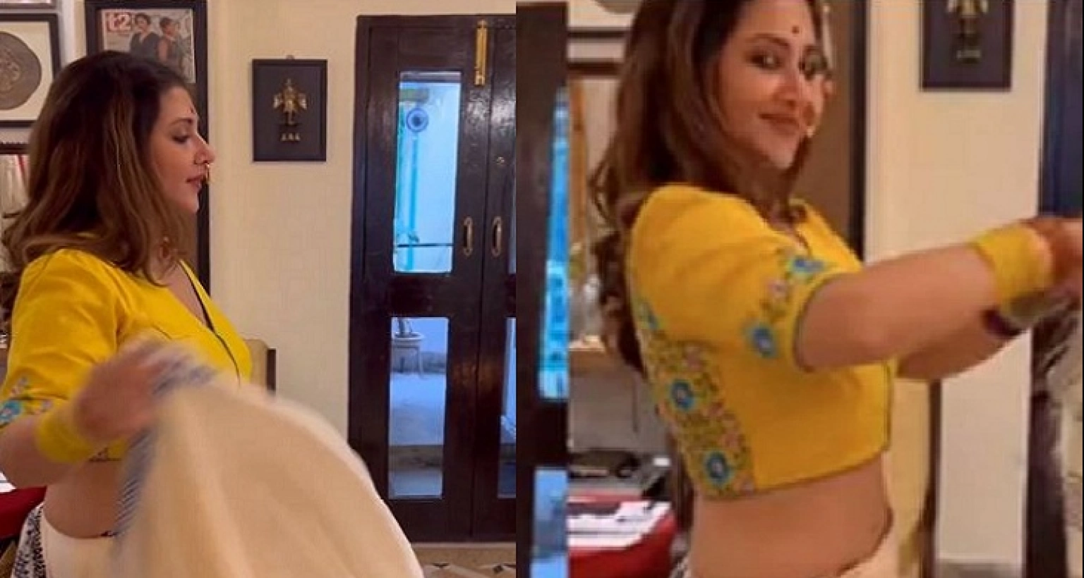 এবার স্বস্তিকা ক্যামেরা অন রেখে শাড়ি খুলে...