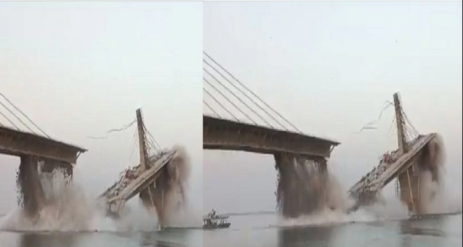 ভাগলপুরে হঠাৎ হুড়মুড়িয়ে ভেঙে পড়লো নির্মাণাধীন ৪ লেনের সেতু!