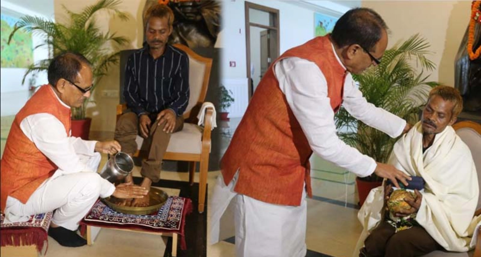 যুবকের মুখে প্রস্রাব মদ্যপ কর্মীর, পা ধুইয়ে ক্ষমা চাইলেন খোদ মুখ্যমন্ত্রী