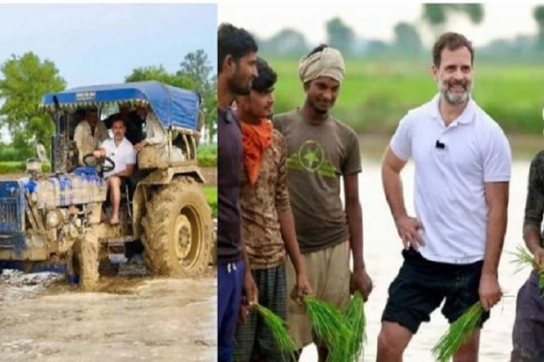 রাহুল গান্ধী নিজেই নেমে পড়েন চাষ করতে, চালান ট্র্যাক্টরও!