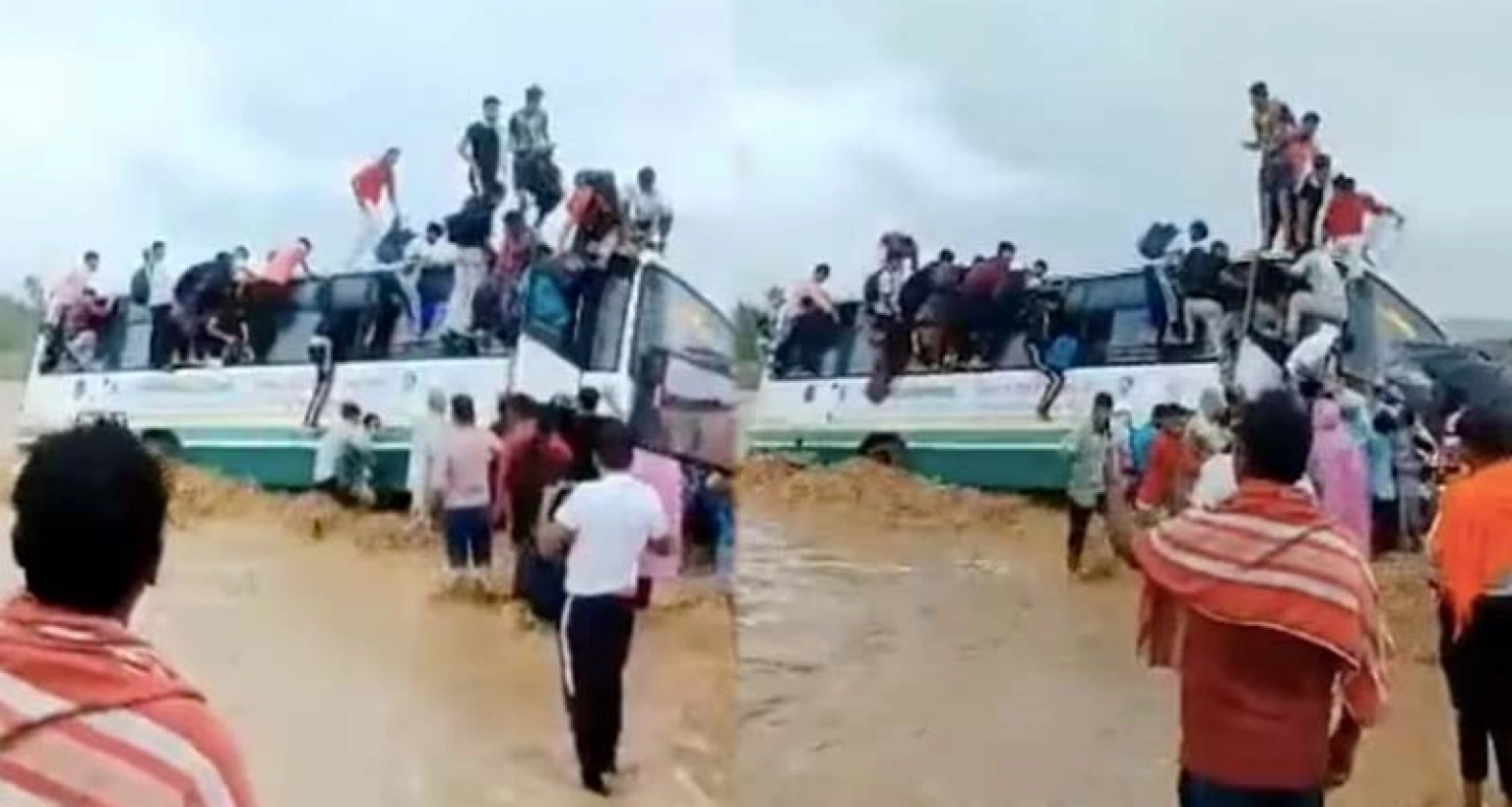 বাসের যাত্রীদের প্রাণ রক্ষার চেষ্টা, রুদ্ধশ্বাস ভিডিও ভাইরাল (ভিডিওসহ)