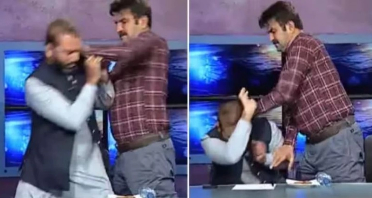 হাতাহাতি টেলিভিশন লাইভ টকশোতে, ভাইরাল ভিডিও