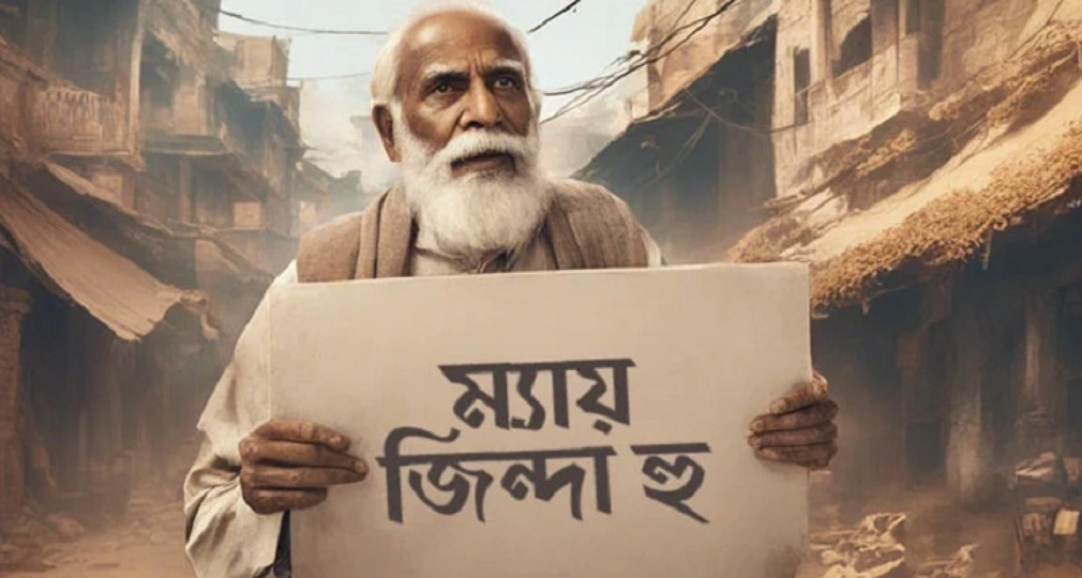 ‘ম্যায় জিন্দা হু’ প্ল্যাকার্ড ঝুলিয়ে জেলাপ্রশাসকের দপ্তরে বৃদ্ধ
