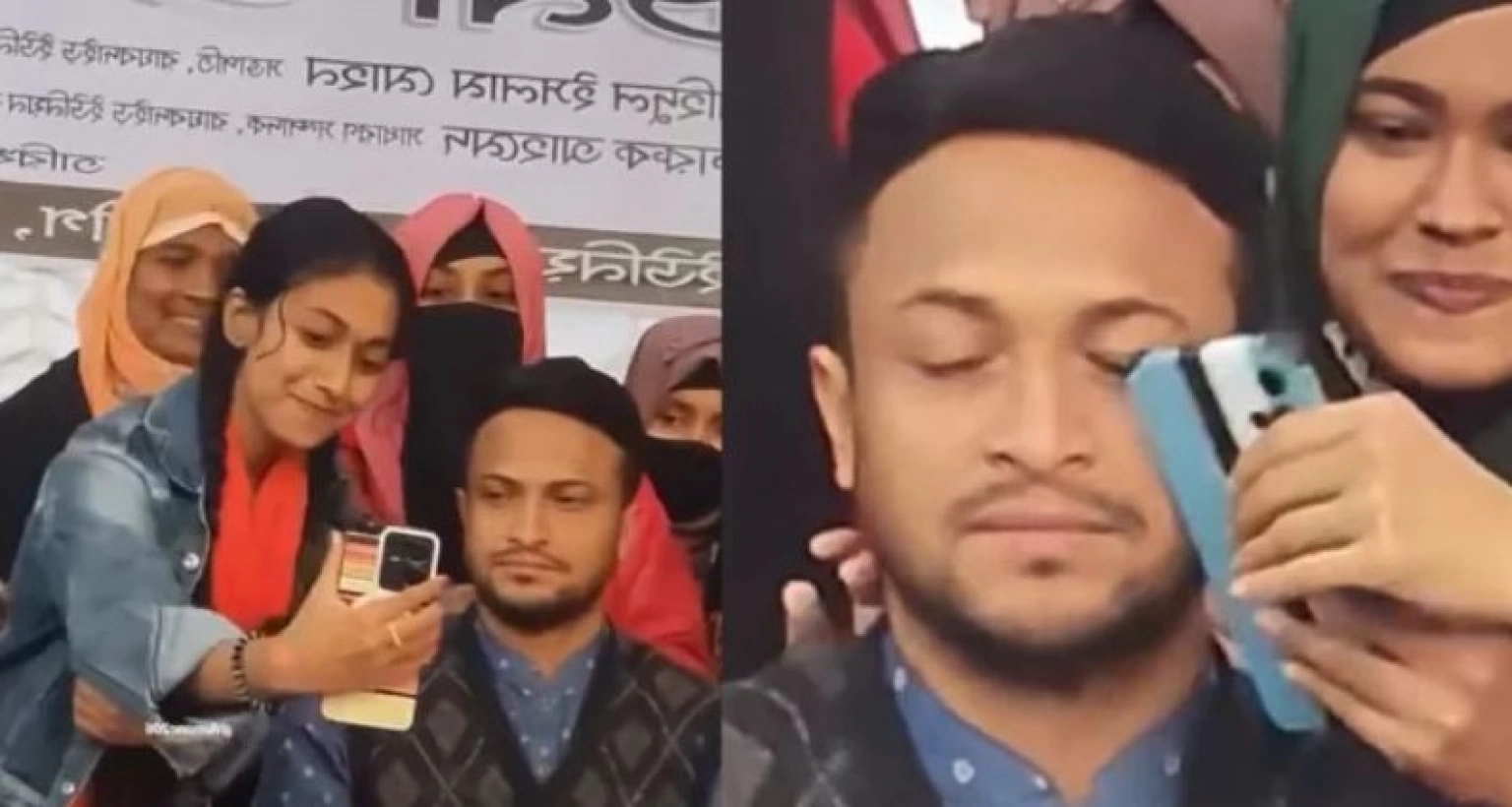 সেলফি আবদার মেয়েদের, একটুর জন্য রক্ষা পেলেন সাকিব!