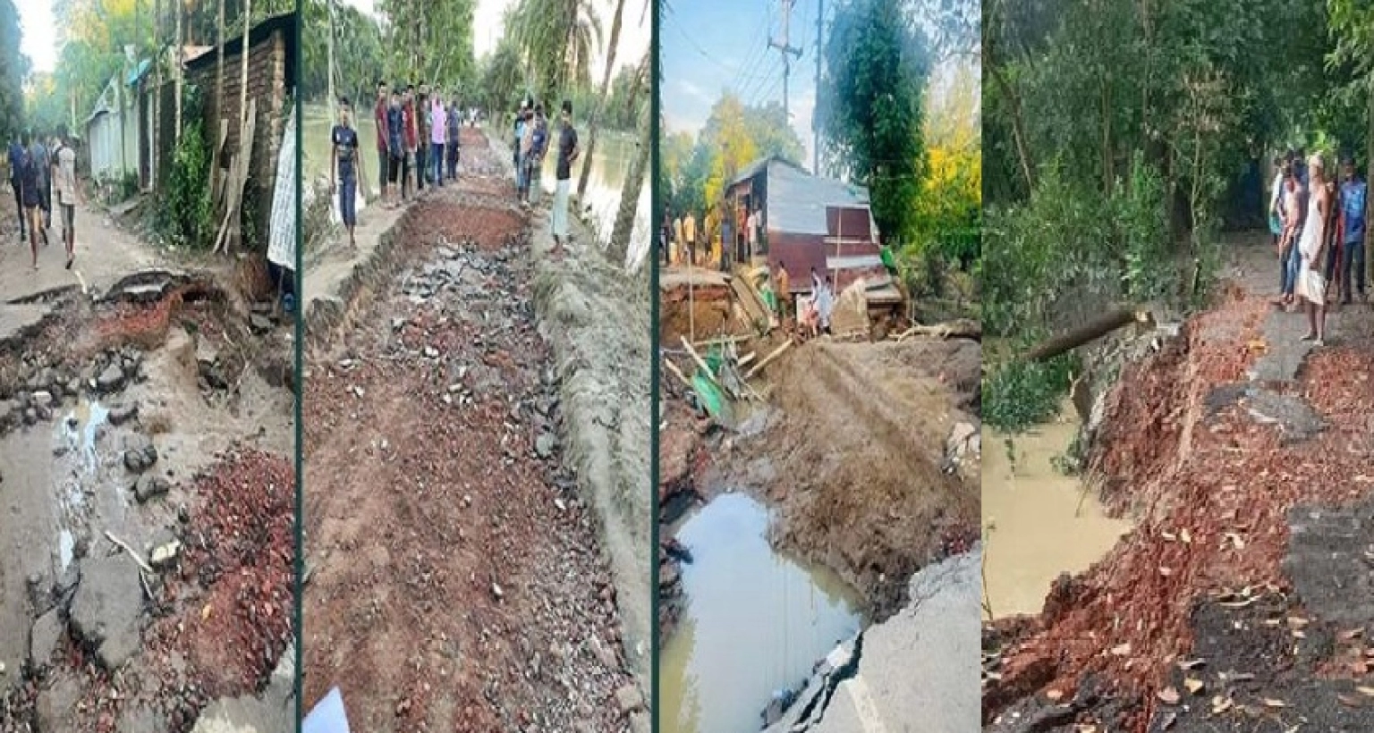 বন্যার পানি কমার সাথে সাথে দৃশ্যমান হচ্ছে রাস্তাঘাটের ক্ষয়ক্ষতি