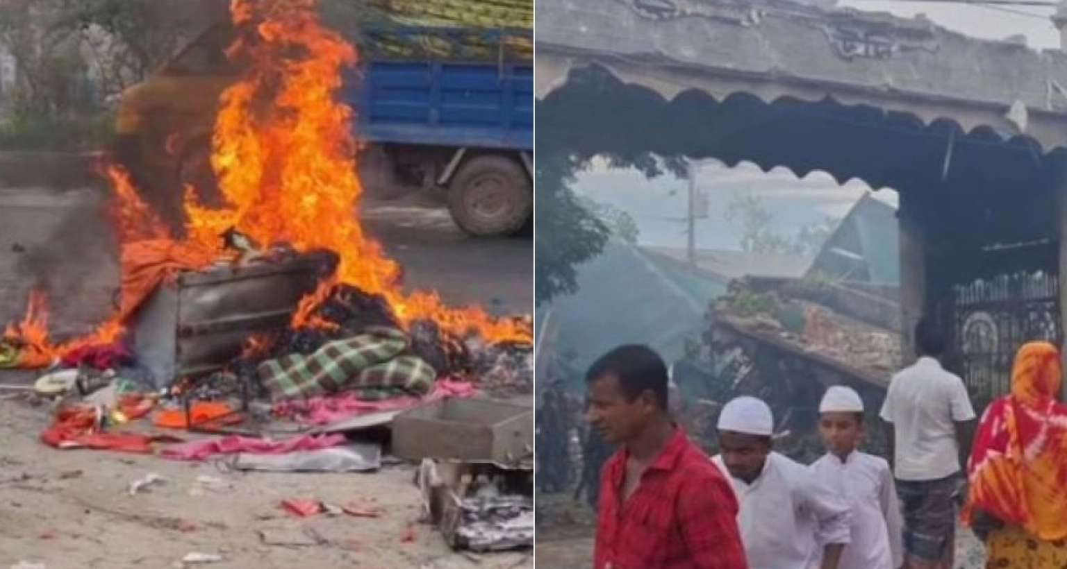 মাজার ভেঙে গুড়িয়ে আগুন দিয়ে পুড়িয়ে দিয়েছে মুসুল্লিরা