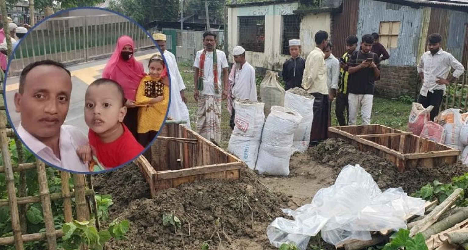 বাবা-মা-ছেলে-মেয়ে পাশাপাশি কবরে চিরনিদ্রায় শায়িত