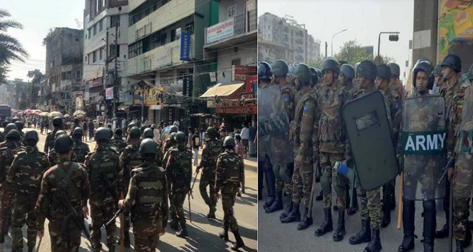 সেনাবাহিনী আসতেই সড়ক ছেড়ে পালালেন রিকশাচালকরা, পথচারীরাও দিলেন ধাওয়া