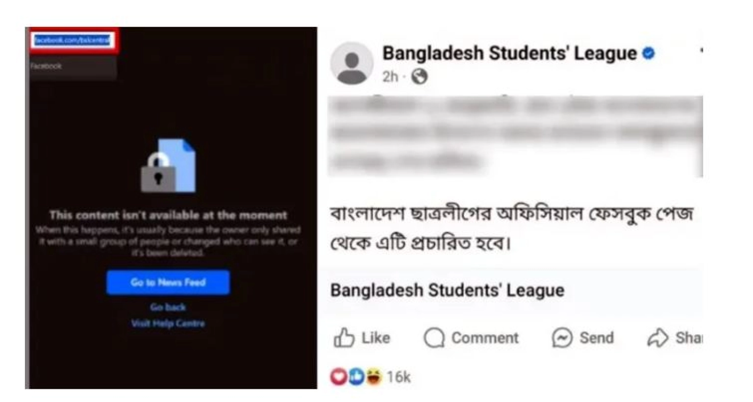  এবার উধাও নিষিদ্ধ ছাত্রলীগের ফেসবুক পেজ