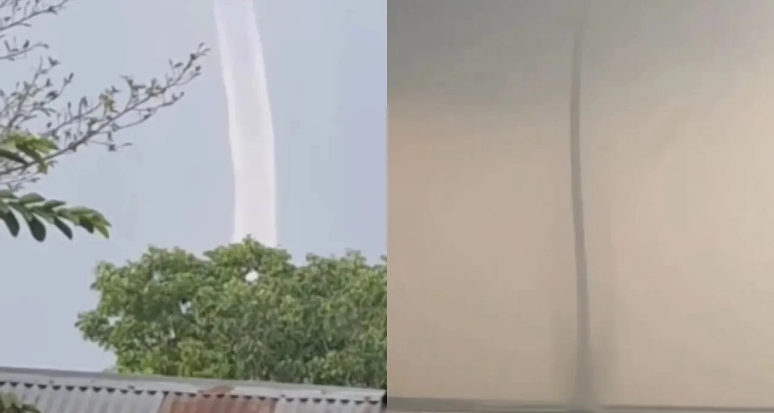 হঠাৎ পদ্মার পানি আকাশে উড়তে দেখে আতঙ্কিত এলাকাবাসী
