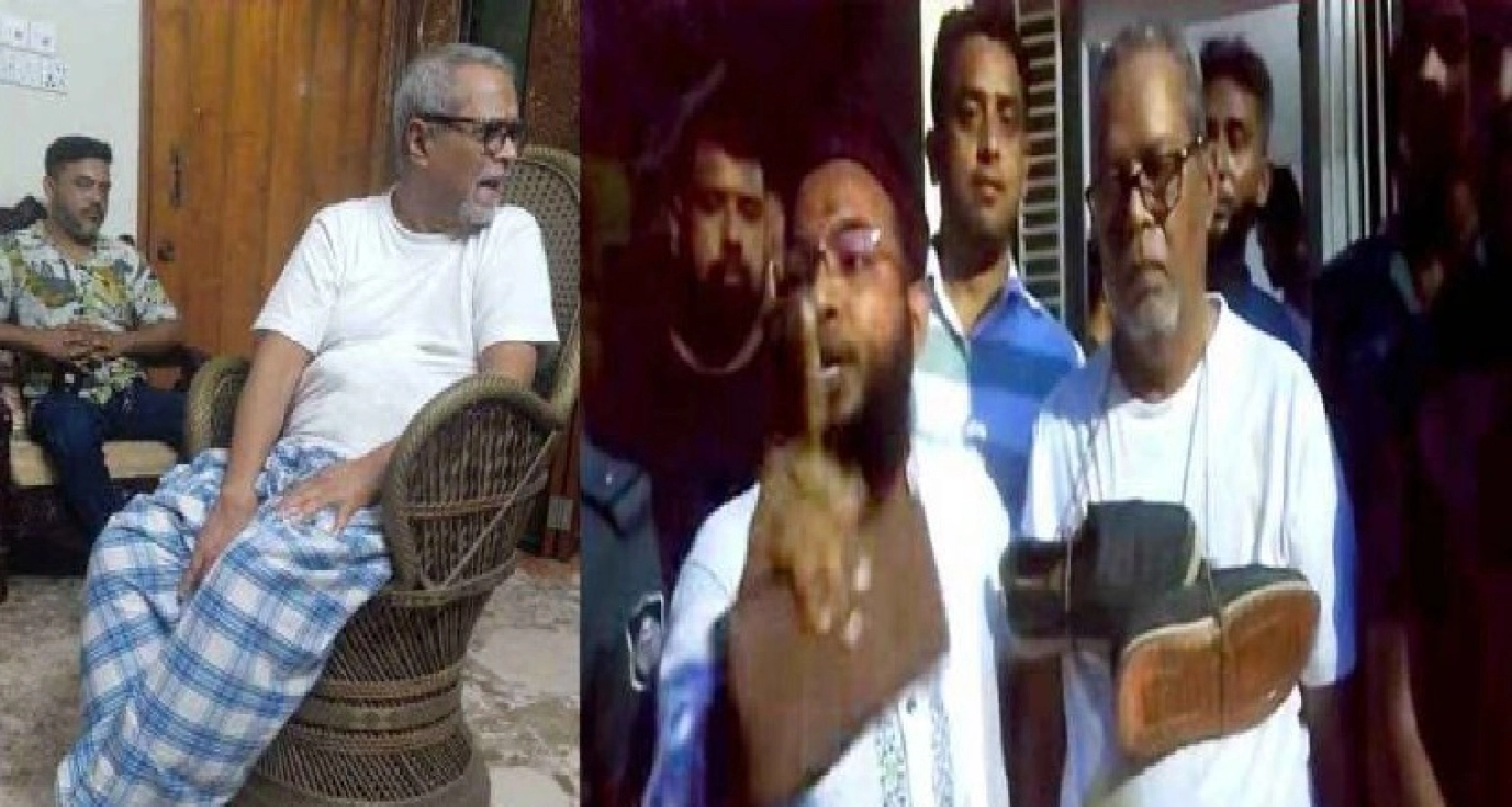 সাবেক সিইসি নুরুল হুদাকে ধরে গলায় জুতার মালা ঝুলিয়ে পুলিশে দিলো জনতা