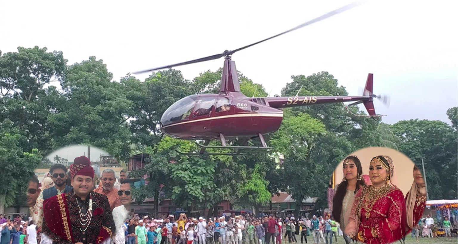 মায়ের ইচ্ছে পূরণে ৫ কি.মি দূরত্বে হেলিকপ্টারে বিয়ে করতে গেলেন সানজিদ