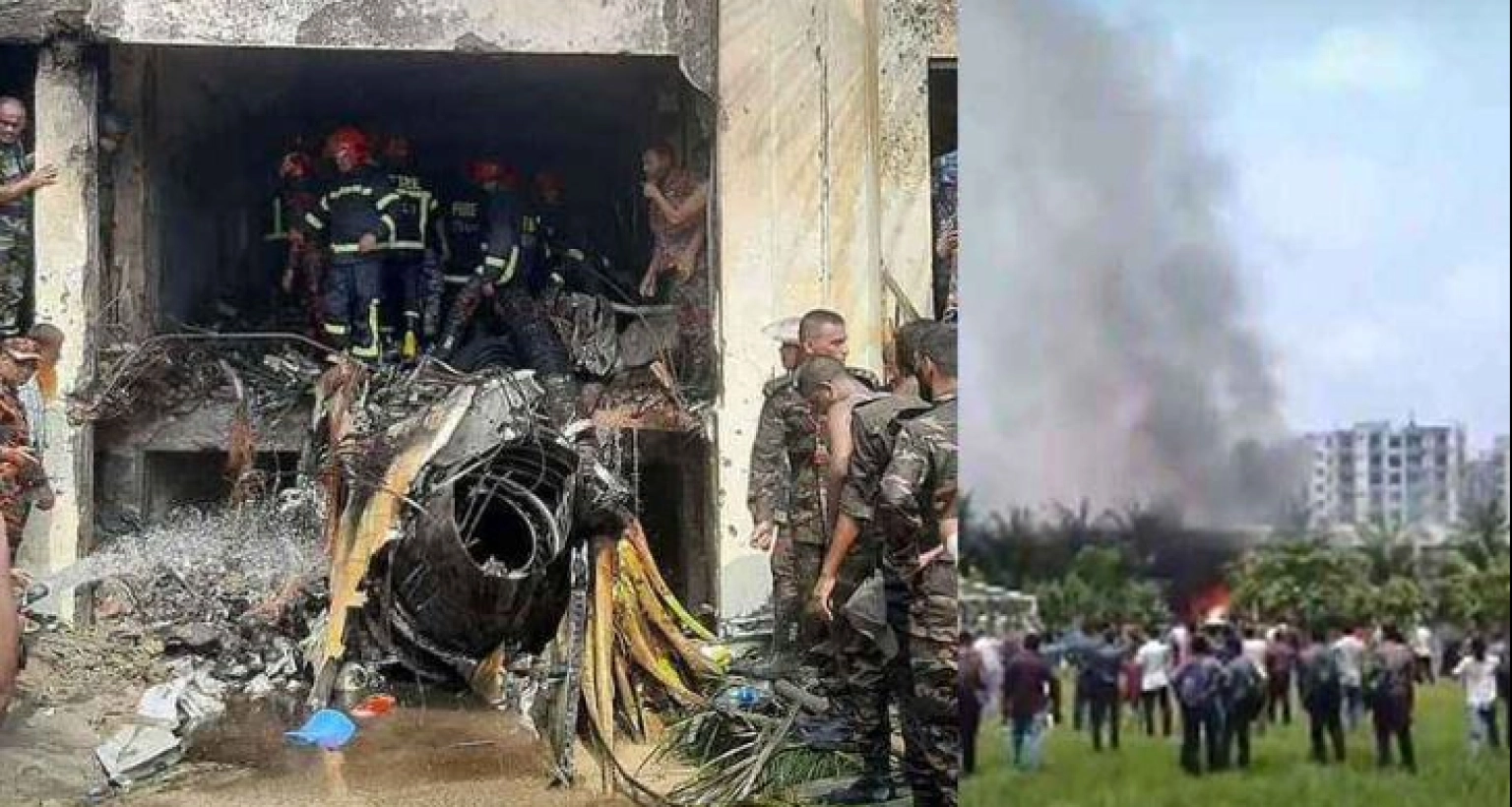 প্লেনের দুই পাখার আগুনে পুড়েছে শিশুদের দুই ক্লাসরুম