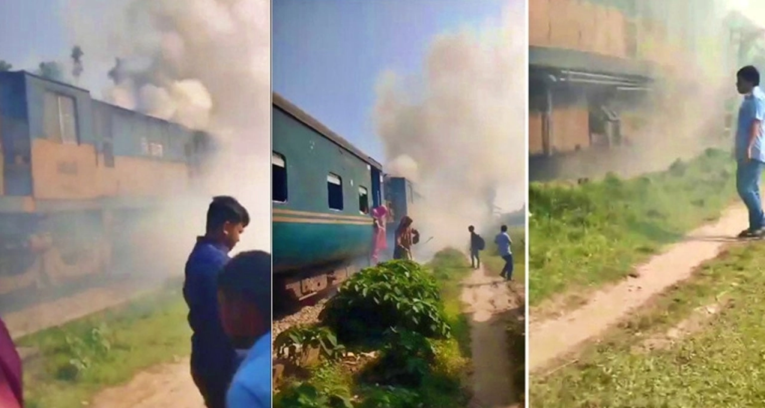 যাত্রীবাহী ট্রেনে আগুন, ময়মনসিংহ-নেত্রকোনায় বন্ধ ট্রেন চলাচল