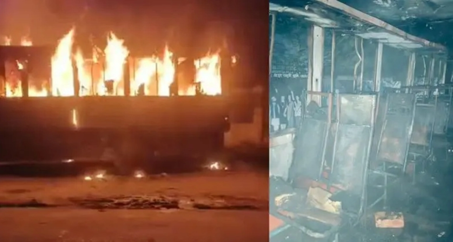 রাজধানীতে মধ্যরাতে পার্কিং করা বাসে আগুন