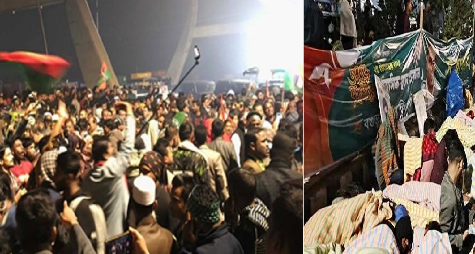 ৩০০ ফিট এলাকা ও আশপাশে লাখ লাখ নেতাকর্মী ও সমর্থকের ঢল