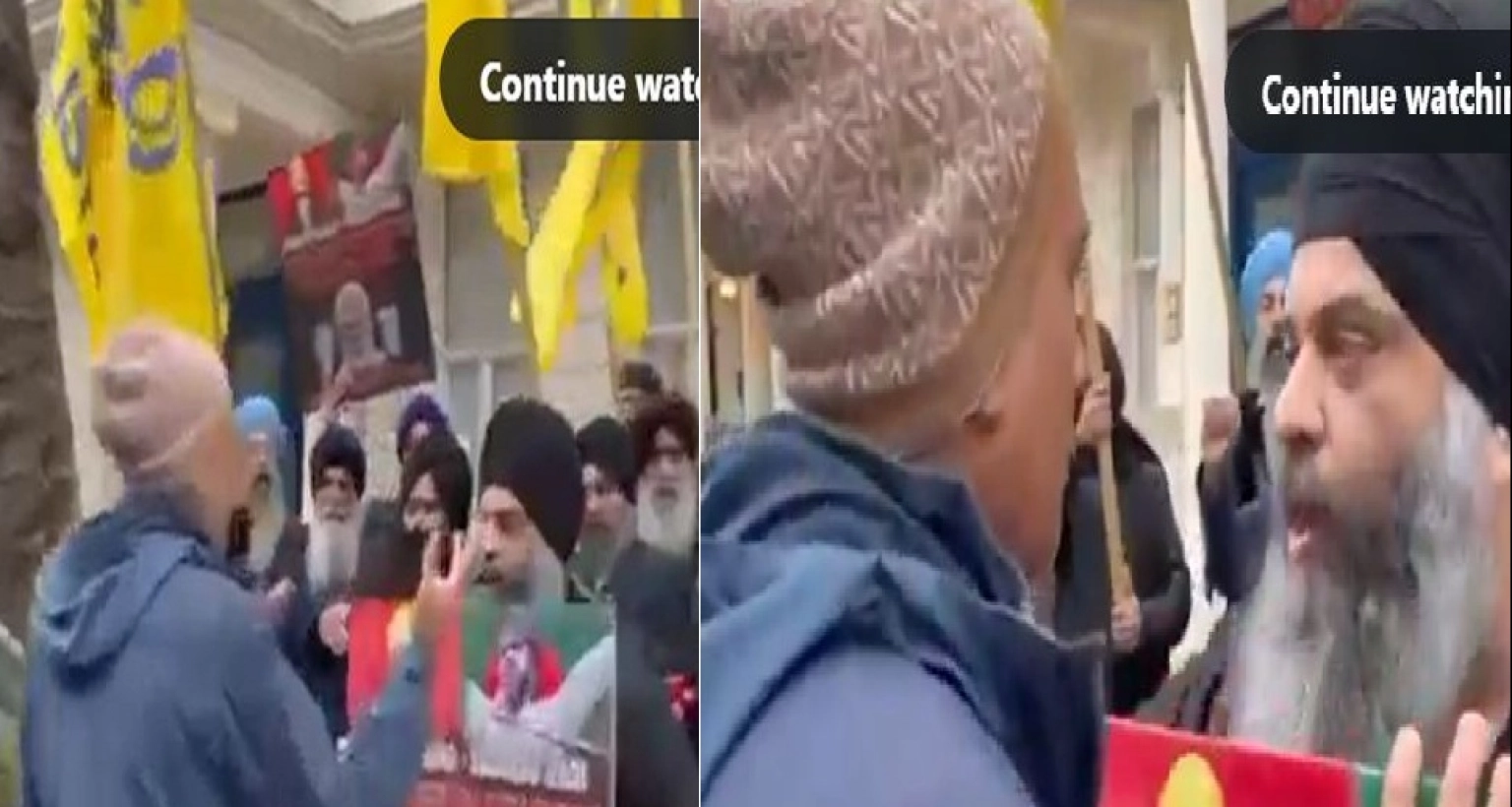 লন্ডনে বাংলাদেশ হাইকমিশনের সামনে হিন্দুত্ববাদীদের বিক্ষোভে খালিস্তানপন্থীদের বাধা