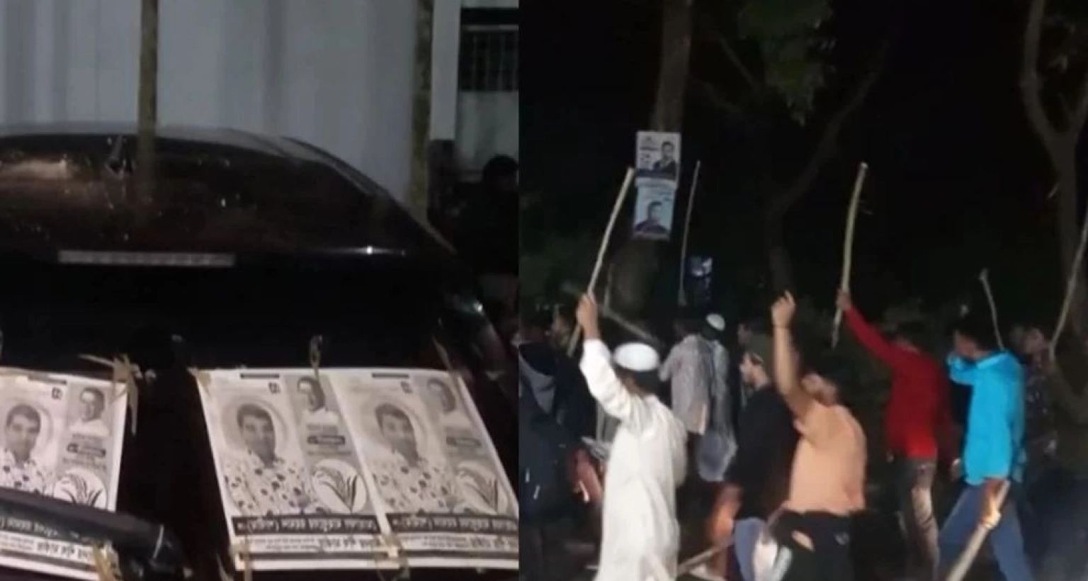 বিএনপি প্রার্থীর গাড়িতে হামলা, লাঠি মিছিল, নির্বাচনী কার্যালয়ে ভাঙচুর