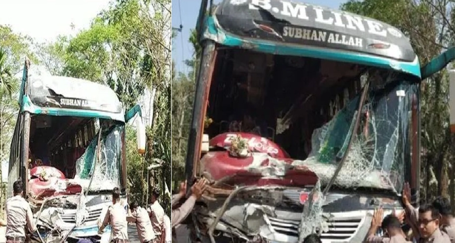 দুই যাত্রীবাহী বাসের মুখোমুখি সংঘর্ষে