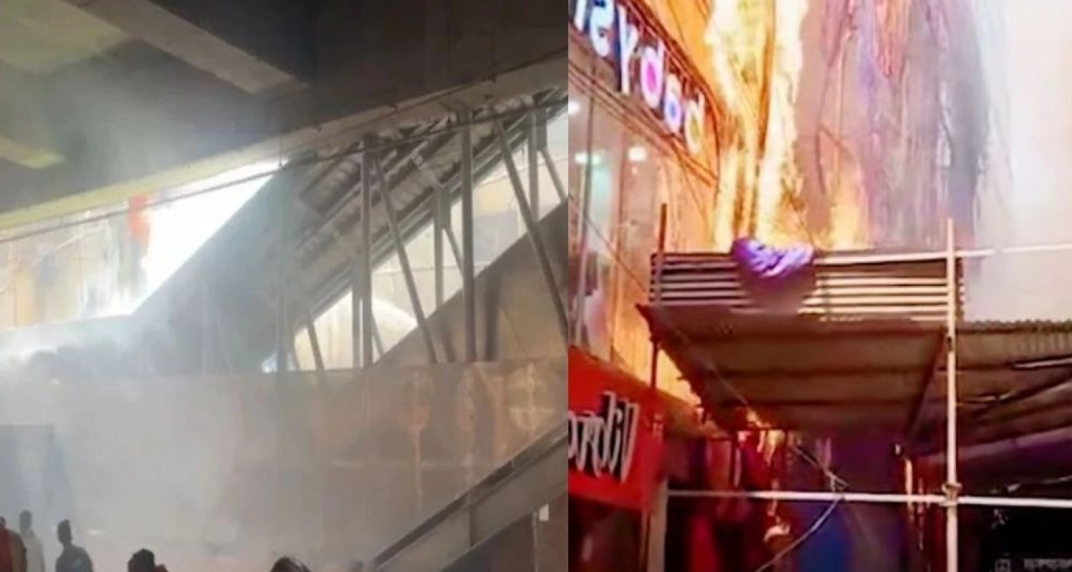 রাজধানীর মেট্রোরেলের পাশের ভবনে আগুন