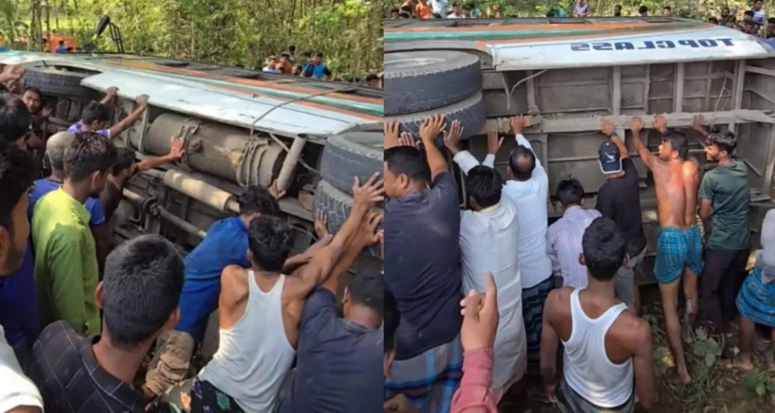 দুর্ঘটনায় যাত্রীবাহী বাস