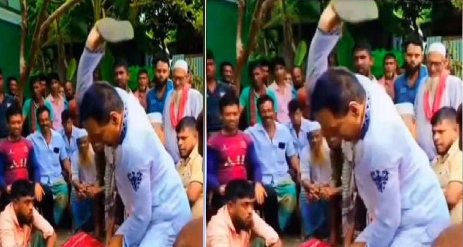 নারীকে চুলের খোঁপা ধরে জুতা দিয়ে মারছেন ইউপি চেয়ারম্যান!