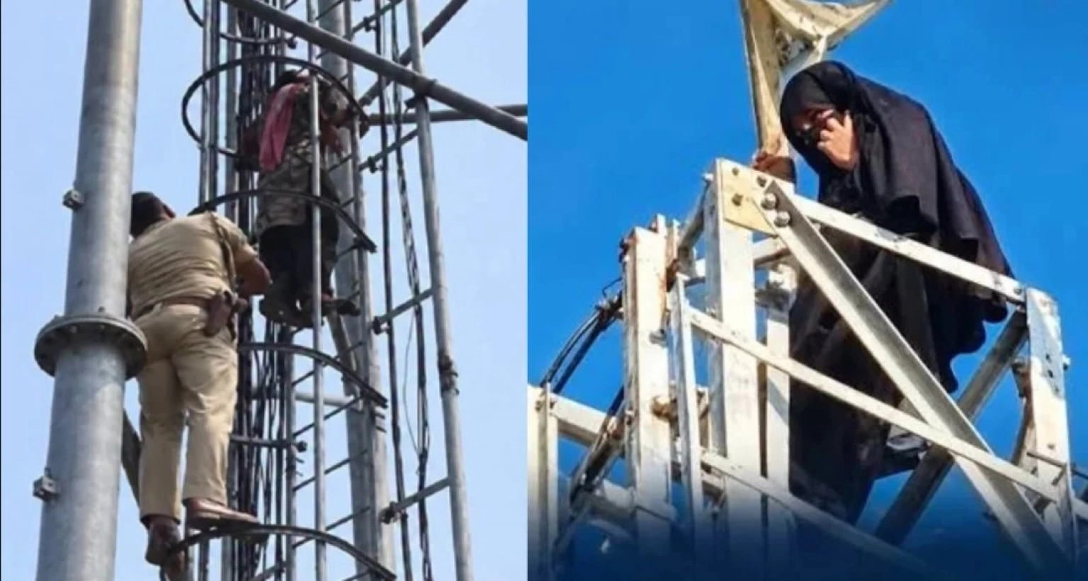 প্রেমিককে বিয়ে করার দাবিতে ১০০ ফুট উঁচু মোবাইল ফোনের টাওয়ারে তরুণী