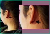 কানের পেছনে স্পিকারের ট্যাটু এঁকে হৈ চৈ ফেলে দিয়েছে এই তরুণী