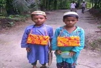 দুই হাফিজি মাদ্রাসার ছাত্রের বুকে কোরআন শরীফ, হাতে ভিক্ষার ঝুলি  