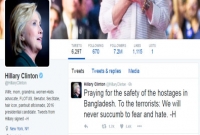 গুলশানে জঙ্গী হামলার ঘটনায় হিলারির টুইট