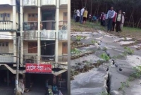 ভূমিকম্পে শ্রীমঙ্গলে হেলে পড়েছে ভবন : জমি ও রাস্তাঘাটে ফাটল