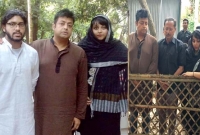 দিতির কবরের পাশে তার দুই সন্তানকে নিয়ে ওমর সানী