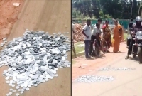ব্যস্ত রাস্তার উপরে ফেলে দিচ্ছে হাজার হাজার টাকার কয়েন!