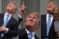 সূর্যগ্রহণের সময় ট্রাম্পের কাণ্ড! এখন সেটাই খবরের শিরোনাম