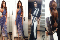 শিল্পা শেঠির উদ্ভট ফ্যাশন: শাড়ির সঙ্গে লেদার বেল্ট