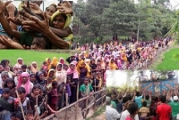 চারদিকে কান্নার রোল, এক মুঠো খাবারের জন্য রোহিঙ্গাদের হাহাকার
