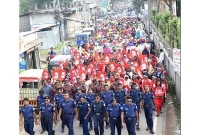 পলাশে জাঁকজমকপূর্ণ পরিবেশে নাগরিক সমাবেশ ও আনন্দ শোভাযাত্রা
