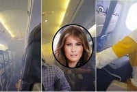 বিমানে আগুন, অল্পের জন্য প্রাণে বাঁচলেন ট্রাম্পপত্নী