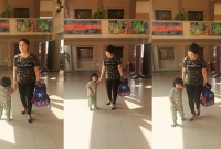 মায়ের হাত ধরে ক্লাসরুমের দিকে শাকিবপুত্র জয়