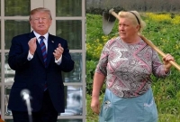 অবিকল ট্রাম্পের মতো দেখতে এক নারী, চাষ করেন আলু!