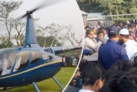 ‘হেলিকপ্টার হুজুরকে’ দেখতে মানুষের ঢল