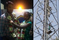 বিয়ের দাবিতে মোবাইল টাওয়ারে উঠে পড়লেন প্রেমিকা
