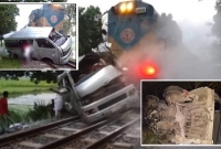 সিরাজগঞ্জে বিয়ের গাড়িটিকে দুই কিলোমিটার হেঁচড়ে নিয়ে যায় ট্রেন, বর-কনেসহ নিহত ৯