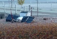 হঠাৎ বিকট শব্দে আকাশ থেকে বাড়ির উঠানে এসে পড়লো স্যাটেলাইট